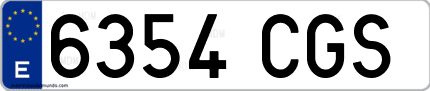 Ejemplo de matrícula de coche ordinaria 6354 CGS