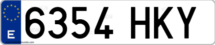 Ejemplo de matrícula de coche ordinaria 6354 HKY