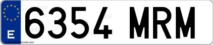 Ejemplo de matrícula española 6354 MRM