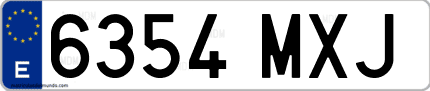 Ejemplo de matrícula de coche ordinaria 6354 MXJ