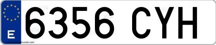 Ejemplo de matrícula española 6356 CYH