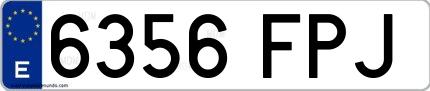 Ejemplo de matrícula española 6356 FPJ