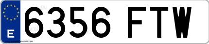 Ejemplo de matrícula española 6356 FTW