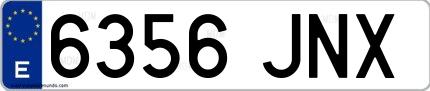 Ejemplo de matrícula española 6356 JNX