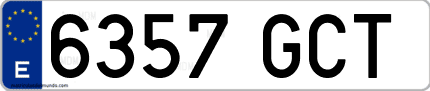Ejemplo de matrícula de coche ordinaria 6357 GCT