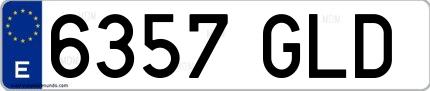 Ejemplo de matrícula española 6357 GLD