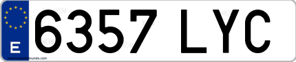 Ejemplo de matrícula de coche ordinaria 6357 LYC