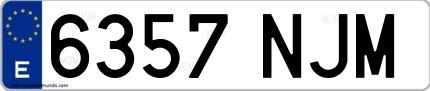 Ejemplo de matrícula española 6357 NJM