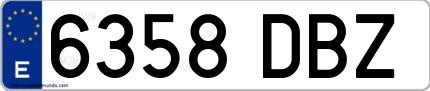 Ejemplo de matrícula española 6358 DBZ