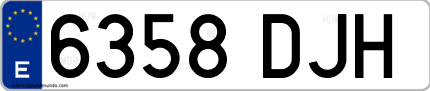 Ejemplo de matrícula de coche ordinaria 6358 DJH
