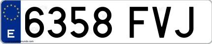 Ejemplo de matrícula española 6358 FVJ