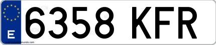Ejemplo de matrícula española 6358 KFR