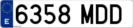 Ejemplo de matrícula española 6358 MDD