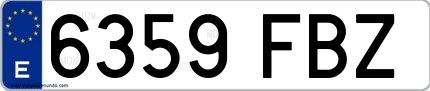 Ejemplo de matrícula española 6359 FBZ