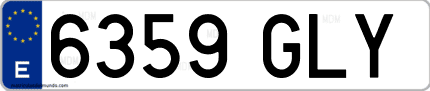 Ejemplo de matrícula de coche ordinaria 6359 GLY