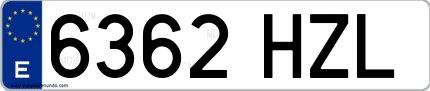 Ejemplo de matrícula española 6362 HZL
