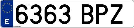 Ejemplo de matrícula española 6363 BPZ