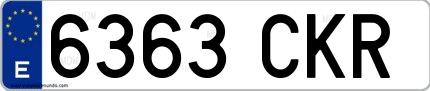 Ejemplo de matrícula española 6363 CKR