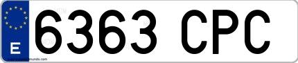 Ejemplo de matrícula española 6363 CPC