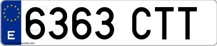 Ejemplo de matrícula española 6363 CTT