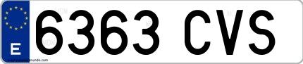 Ejemplo de matrícula española 6363 CVS