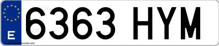 Ejemplo de matrícula española 6363 HYM