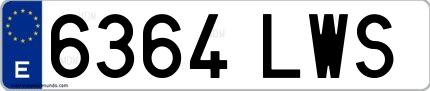 Ejemplo de matrícula española 6364 LWS