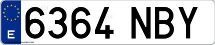 Ejemplo de matrícula española 6364 NBY