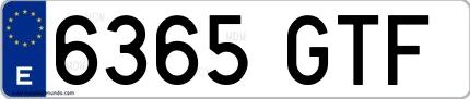 Ejemplo de matrícula española 6365 GTF