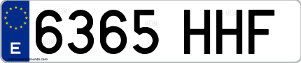 Ejemplo de matrícula de coche ordinaria 6365 HHF
