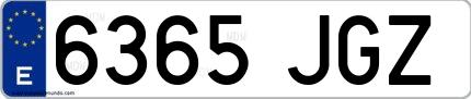 Ejemplo de matrícula española 6365 JGZ