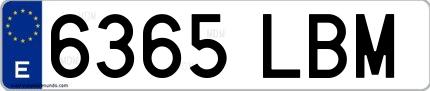 Ejemplo de matrícula española 6365 LBM