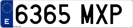 Ejemplo de matrícula de coche ordinaria 6365 MXP