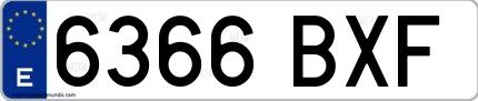 Ejemplo de matrícula española 6366 BXF