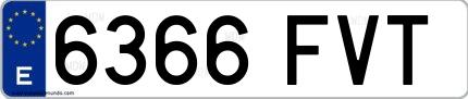 Ejemplo de matrícula española 6366 FVT