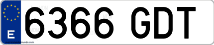 Ejemplo de matrícula de coche ordinaria 6366 GDT