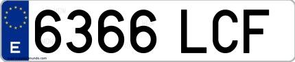 Ejemplo de matrícula española 6366 LCF