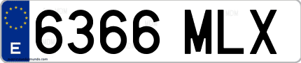 Ejemplo de matrícula de coche ordinaria 6366 MLX