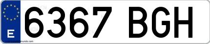 Ejemplo de matrícula española 6367 BGH