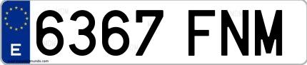 Ejemplo de matrícula española 6367 FNM