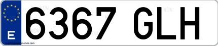 Ejemplo de matrícula española 6367 GLH
