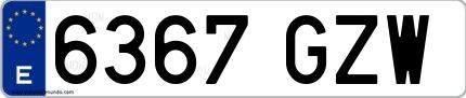 Ejemplo de matrícula española 6367 GZW