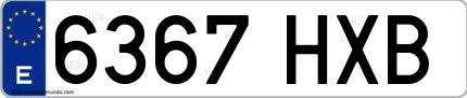Ejemplo de matrícula española 6367 HXB