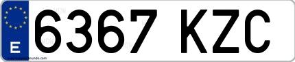 Ejemplo de matrícula española 6367 KZC
