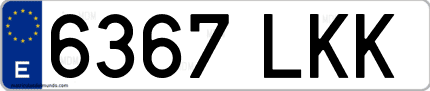 Ejemplo de matrícula de coche ordinaria 6367 LKK