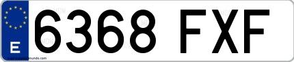 Ejemplo de matrícula española 6368 FXF