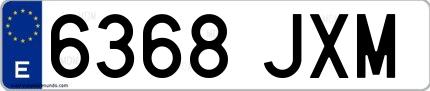 Ejemplo de matrícula española 6368 JXM