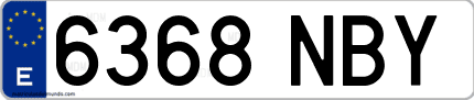 Ejemplo de matrícula de coche ordinaria 6368 NBY