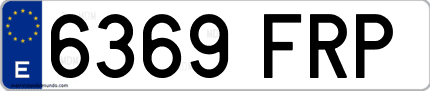 Ejemplo de matrícula de coche ordinaria 6369 FRP