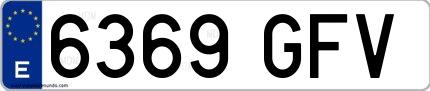 Ejemplo de matrícula española 6369 GFV